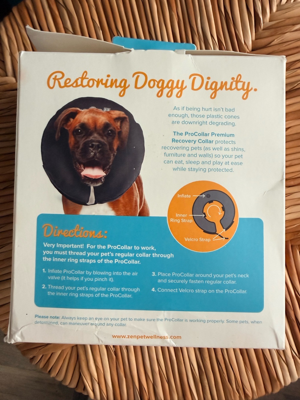 ZenPet ProCollar Inflatable Recovery Collar — Black- Large - Picture 3 of 4